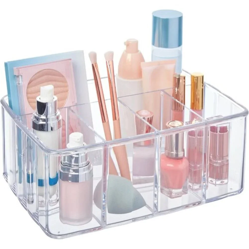 New Clear 5-Compartment Organizer, Makeup, Vanity & Desk Storage Bin Caddy